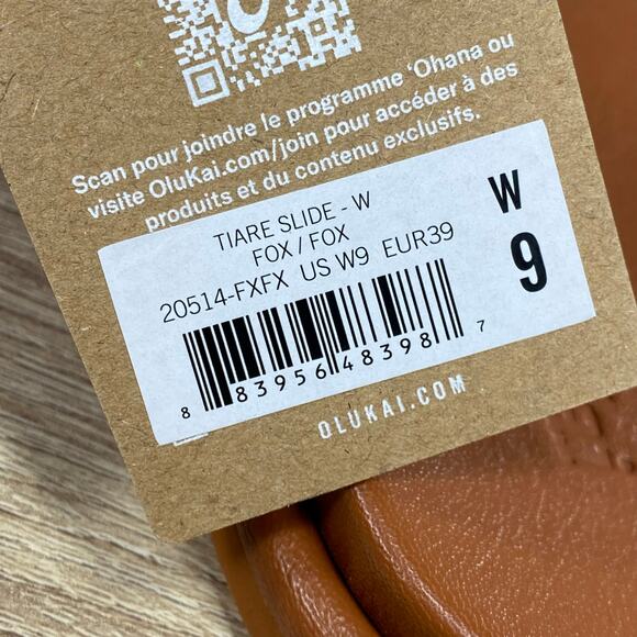 Olukai Tiare Slide Fox Brown Leather Sandals Women's Size 9 NEW - Picture 8 of 8